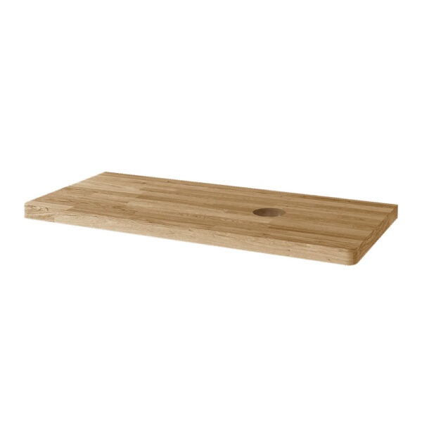 Mereo Siena, kúpeľňová doska na skrinku, dub masív, 80 cm, L/P, asymetrická, s výrezom na skrinku 60 cm