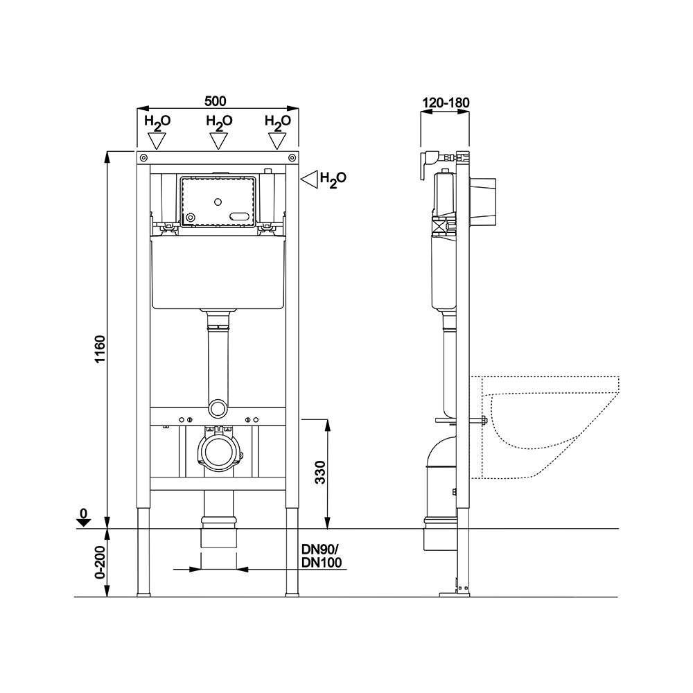 Mereo WC modul pre suchú inštaláciu, pre sádrokartón – Obrázok 2
